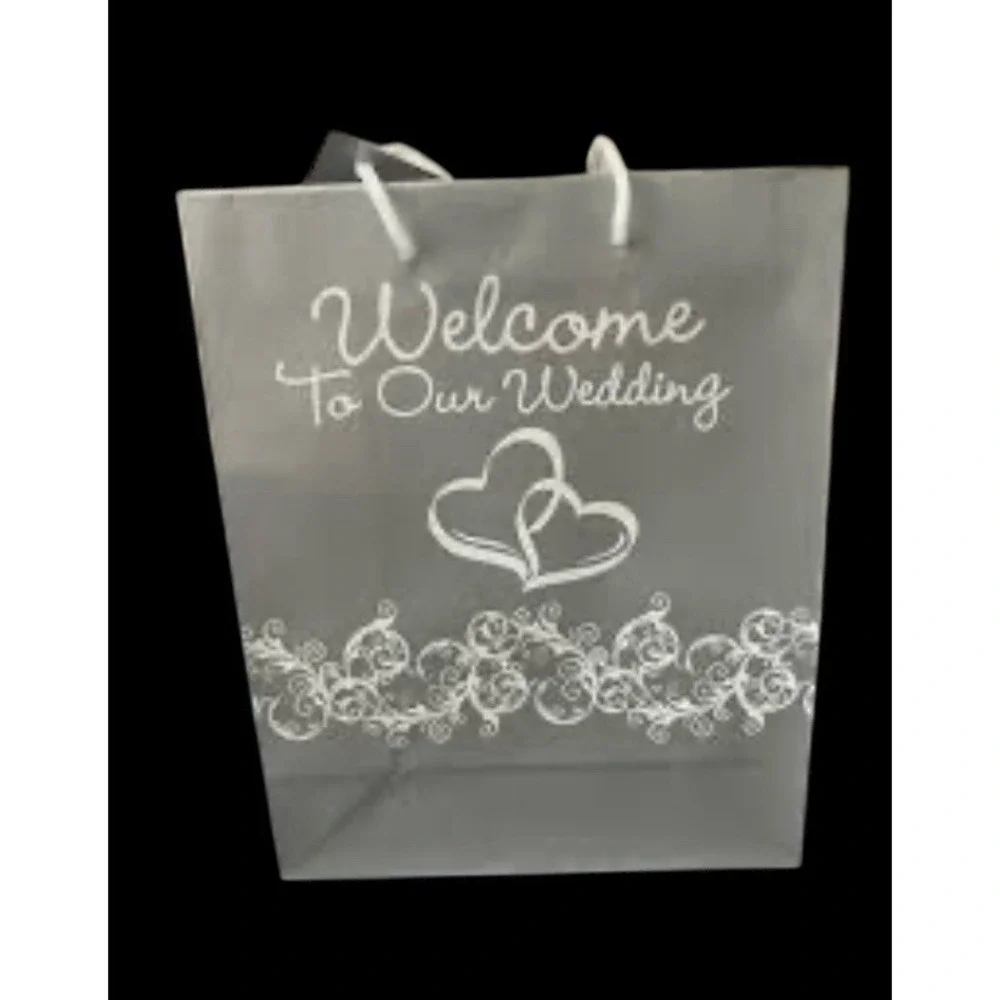 35‎ Silver Welcome To Our WEDDING two Linked hearts 9